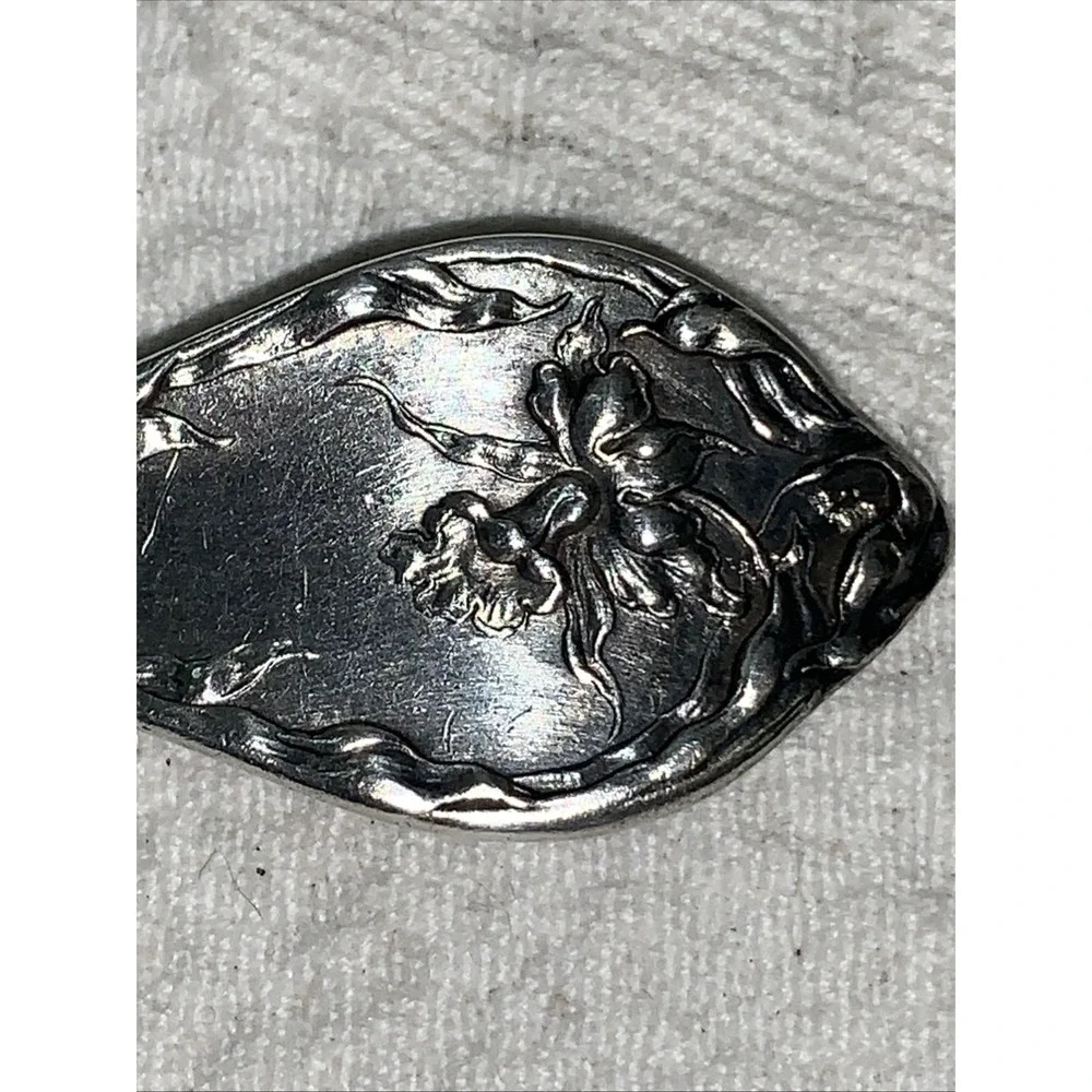 WALLACE NOUVEAU FLORAL STERLING SUGAR SPOON 35g Orchid Ornate Engraved Bowl 6.25